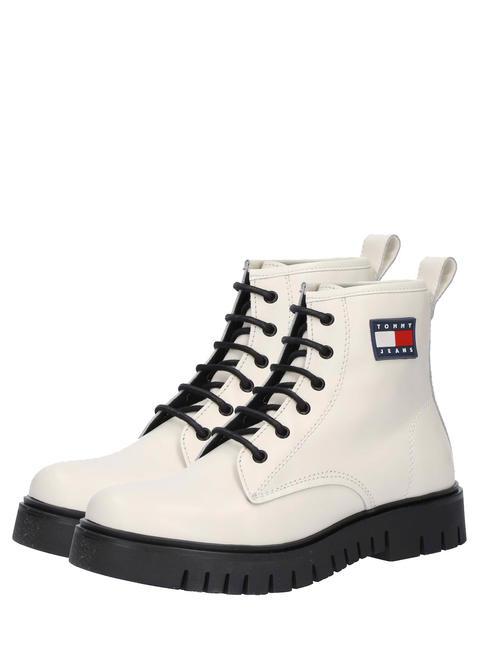 TOMMY HILFIGER TOMMY JEANS Lace Up Leather ankle boots ecru - Women’s shoes