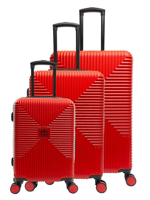 ROCCOBAROCCO ADVENTURE Set of 3 cabin trolleys, medium, large red - Trolley Set