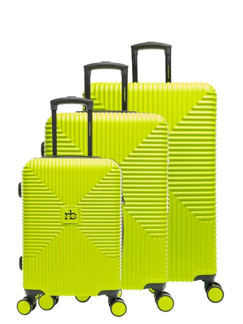 ROCCOBAROCCO ADVENTURE Set of 3 cabin trolleys, medium, large acid green - Trolley Set