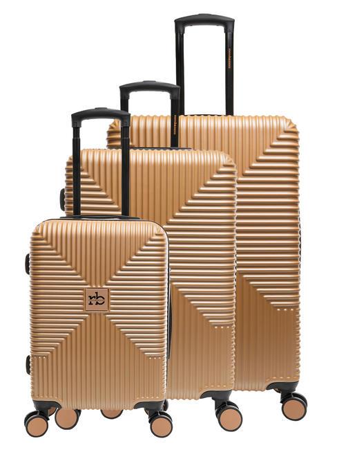 ROCCOBAROCCO ADVENTURE Set of 3 cabin trolleys, medium, large gold - Trolley Set
