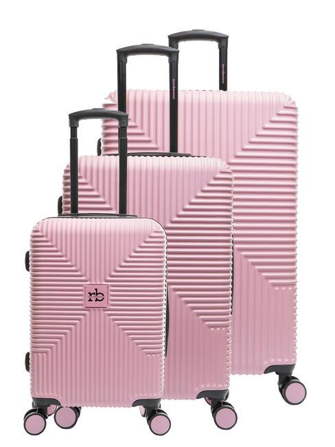 ROCCOBAROCCO ADVENTURE Set of 3 cabin trolleys, medium, large pink - Trolley Set