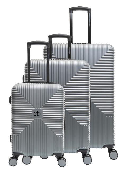 ROCCOBAROCCO ADVENTURE Set of 3 cabin trolleys, medium, large middle grey - Trolley Set