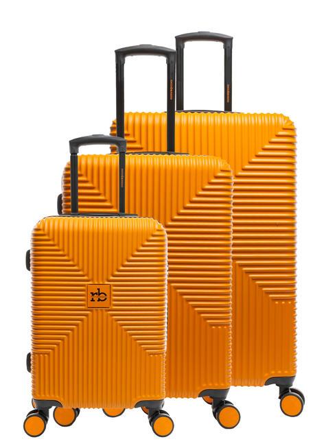 ROCCOBAROCCO ADVENTURE Set of 3 cabin trolleys, medium, large orange - Trolley Set