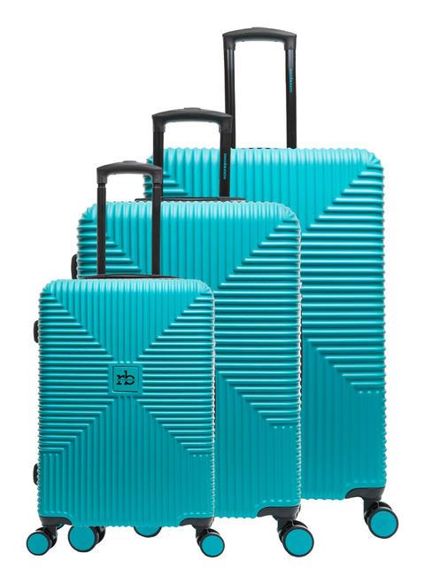 ROCCOBAROCCO ADVENTURE Set of 3 cabin trolleys, medium, large surf blue - Trolley Set