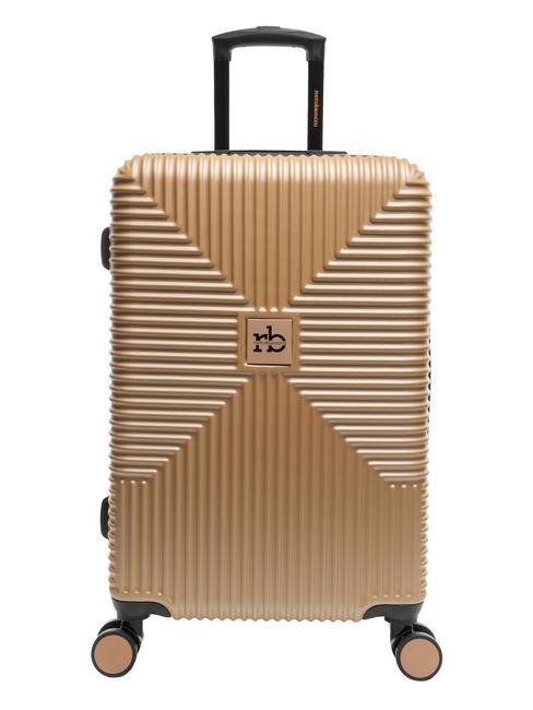 ROCCOBAROCCO ADVENTURE Medium size trolley gold - Rigid Trolley Cases
