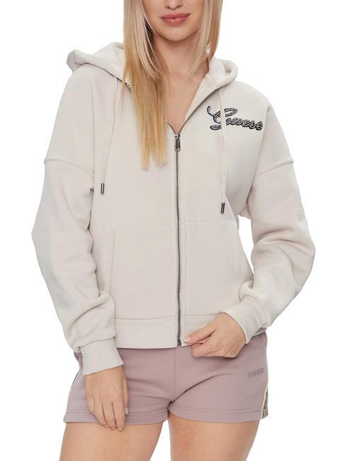 GUESS HOOD ZIP Full zip hoodie muted stone - Women's Sweatshirts
