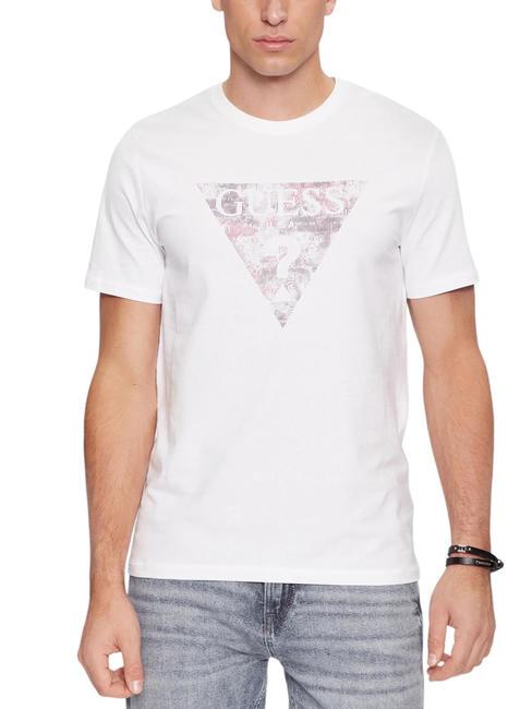 GUESS TRIANGLE GEL Stretch cotton T-shirt purwhite - T-shirt