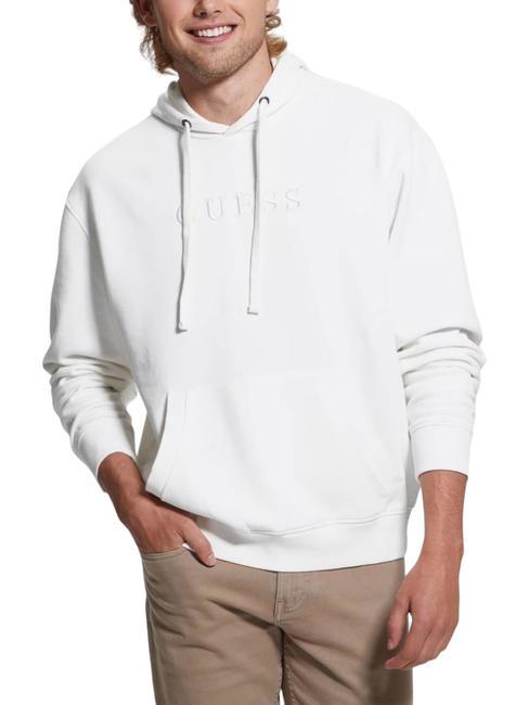 GUESS FINCH TERRY Sweatshirt with pocket and hood salt white multi - Sweatshirts