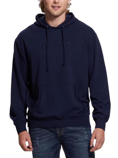 GUESS FINCH TERRY Sweatshirt with pocket and hood smart blue multi - Sweatshirts