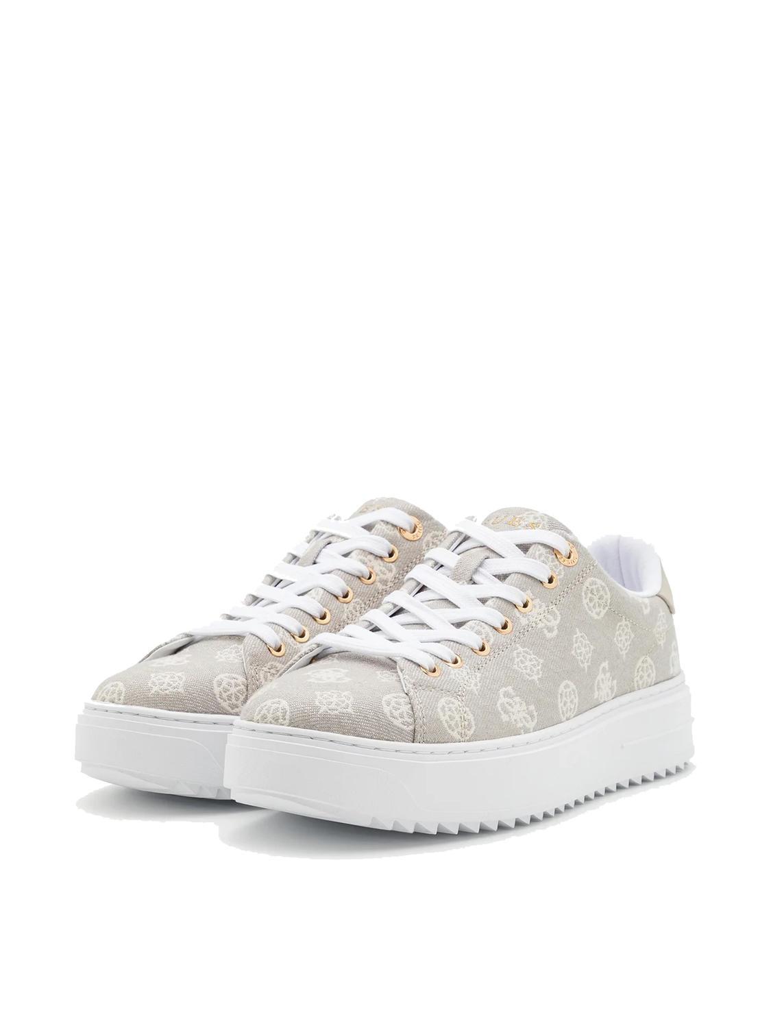 Guess Denesa7 Canvas Sneakers Taupe Buy At Outlet Prices