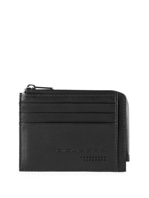 PIQUADRO URBAN  Leather zipped card holder Black - Men’s Wallets