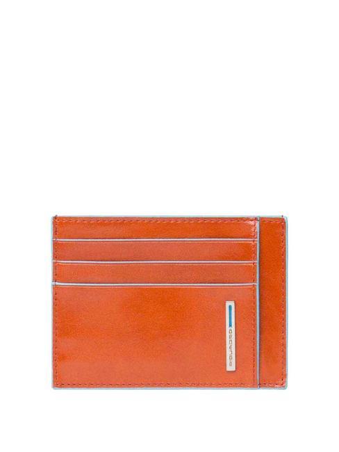 PIQUADRO BLUE SQUARE Flat leather card holder orange - Men’s Wallets