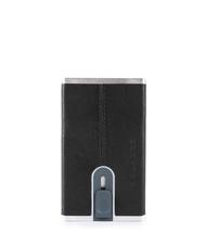 PIQUADRO  BLACK SQUARE Metallic card holder covered in leather - Men&rsquo;s Wallets