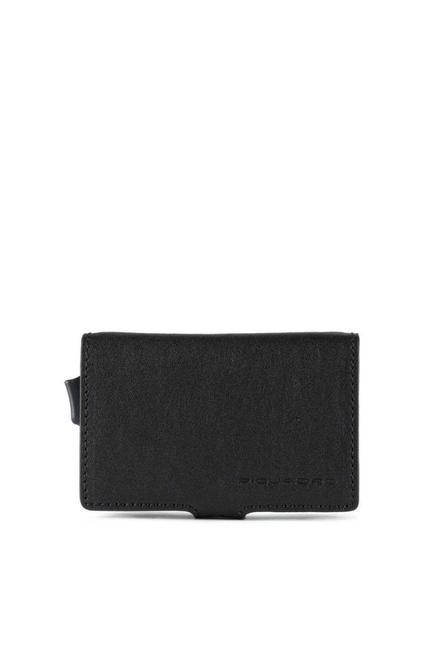 PIQUADRO BLACK SQUARE Leather card holder case Black - Women’s Wallets