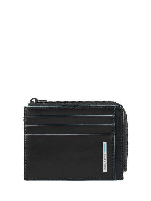 PIQUADRO BLUE SQUARE  Leather card holder, with zip black - Women’s Wallets