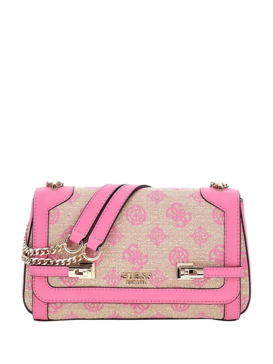 Guess Loralee Convertible Bag With Flap Pink Logo Buy At Outlet Prices