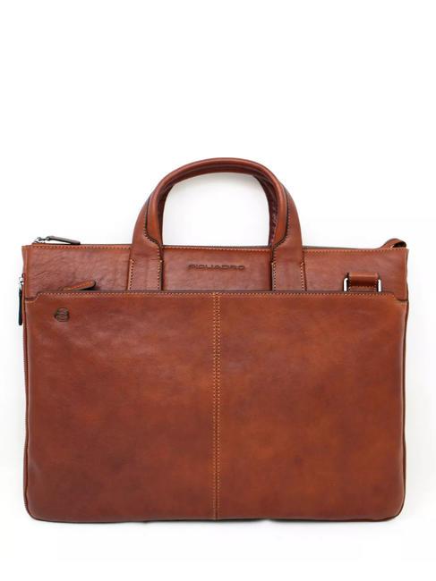 PIQUADRO BLACK SQUARE  15" PC briefcase, expandable leather - Work Briefcases