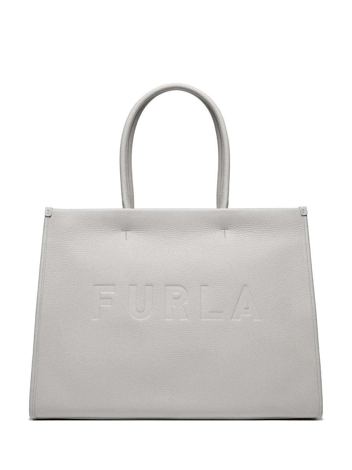 Furla Opportunity Large Leather Tote Bag Marshmallow + Black - Buy 