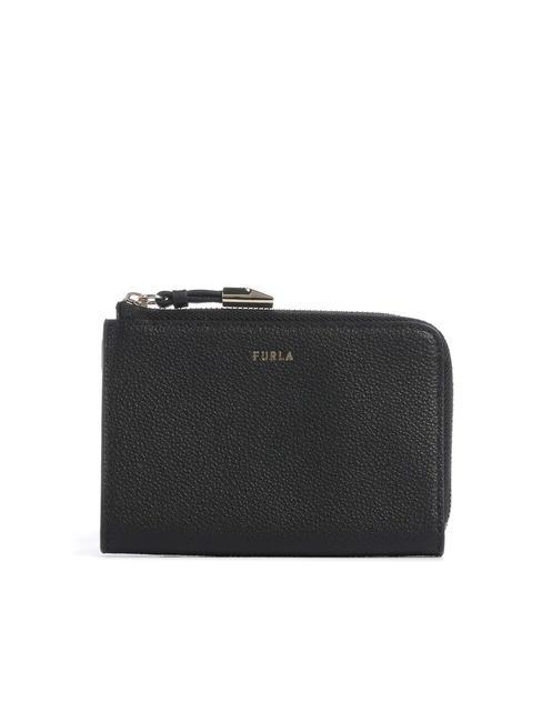 FURLA GOCCIA Leather card holder with zip Black - Women’s Wallets