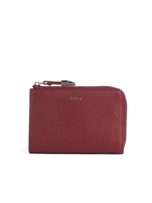 FURLA GOCCIA Leather card holder with zip CHERRY d - Women’s Wallets