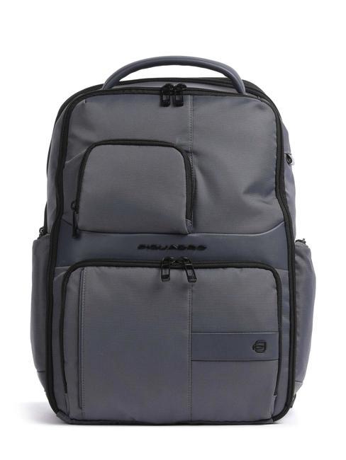 PIQUADRO WOLLEM 15.6" laptop backpack in fabric and leather aviation - Laptop backpacks