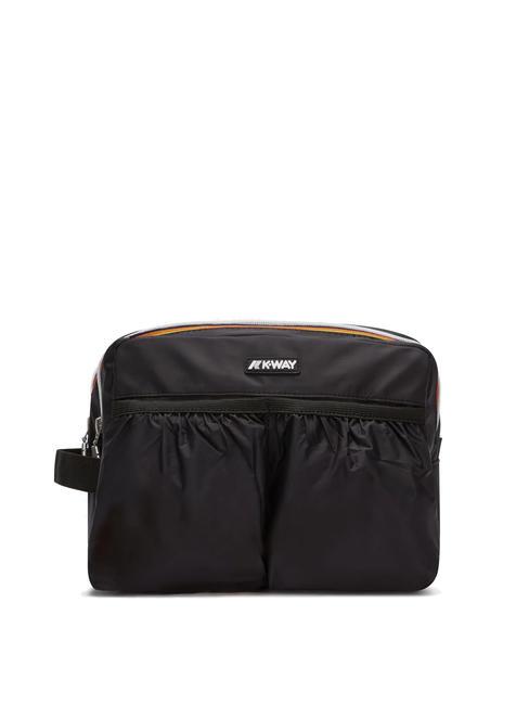 KWAY ALBAS Double zip beauty case with pockets black pure - Beauty Case