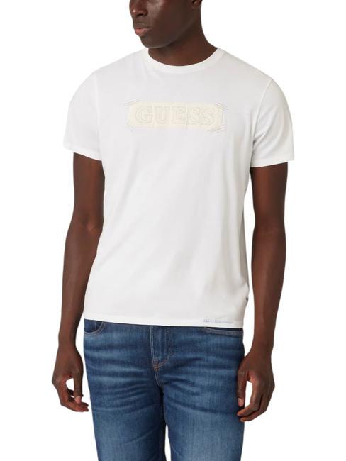GUESS APPLIQUE Cotton T-shirt purwhite - T-shirt
