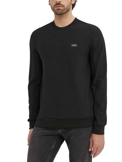 GUESS TECH Crewneck sweatshirt in technical fabric jetbla - Sweatshirts