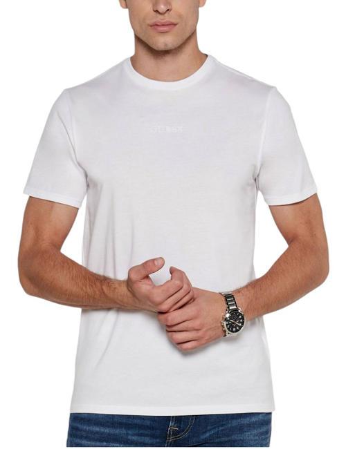 GUESS PIMA Cotton T-shirt with embroidered logo purwhite - T-shirt