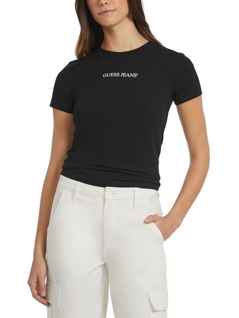 GUESS JEANS SLIM LOGO Slim-fit stretch t-shirt jetbla - T-shirt