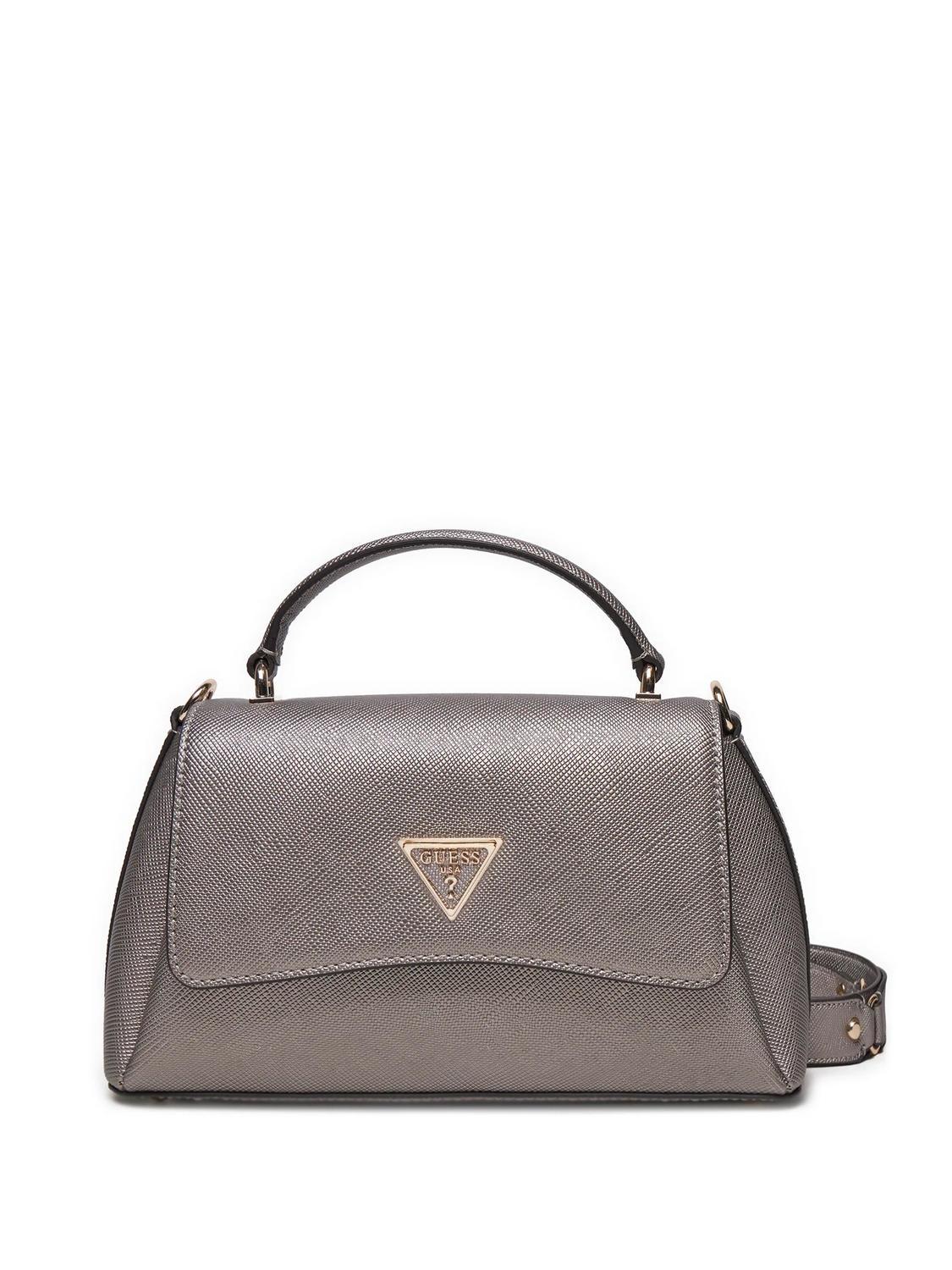 Guess Eco Gloriana 2 Bag With Flap And Shoulder Strap Pewter Buy At Outlet Prices