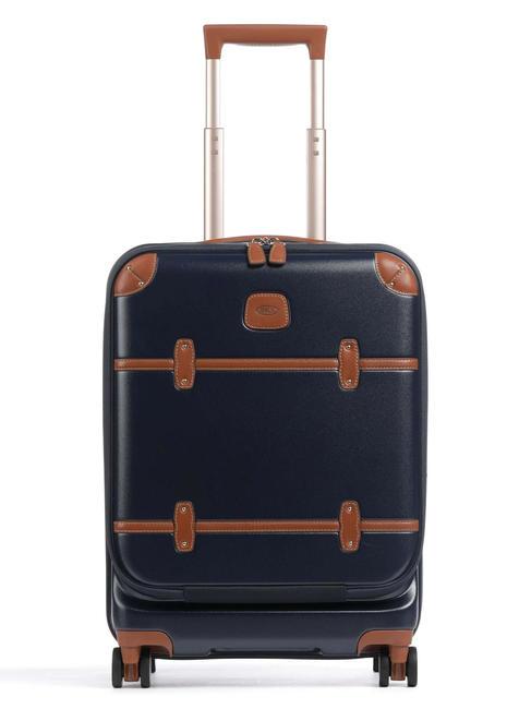 BRIC’S BELLAGIO Expandable cabin trolley with PC and USB holder Blue / Leather - Hand luggage
