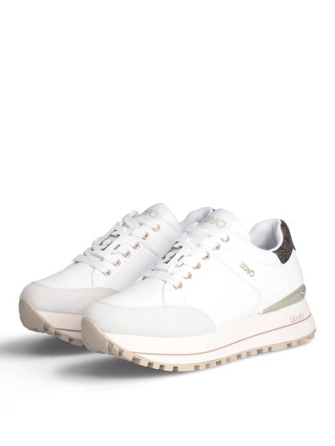 LIUJO MAXI WONDER 84 Leather platform sneakers off white - Women’s shoes