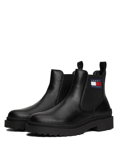 TOMMY HILFIGER TOMMY JEANS CHELSEA LEATHER  Leather ankle boots BLACK - Men’s shoes