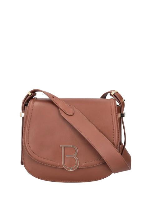 TOSCA BLU VERBIER Leather shoulder bag with flap BROWN - Women’s Bags