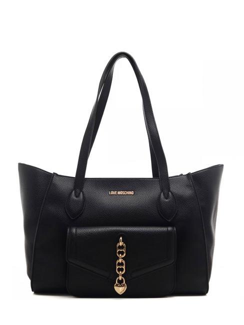 LOVE MOSCHINO HEART Shoulder Shopper Bag Black - Women’s Bags