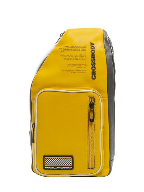 PIQUADRO ERMES Leather pouch bag Yellow - Over-the-shoulder Bags for Men