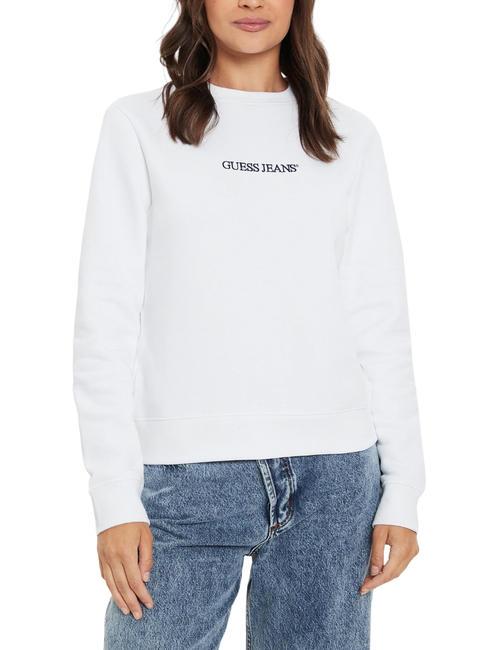 GUESS JEANS LOGO Regular fit crewneck sweatshirt purwhite - Women's Sweatshirts