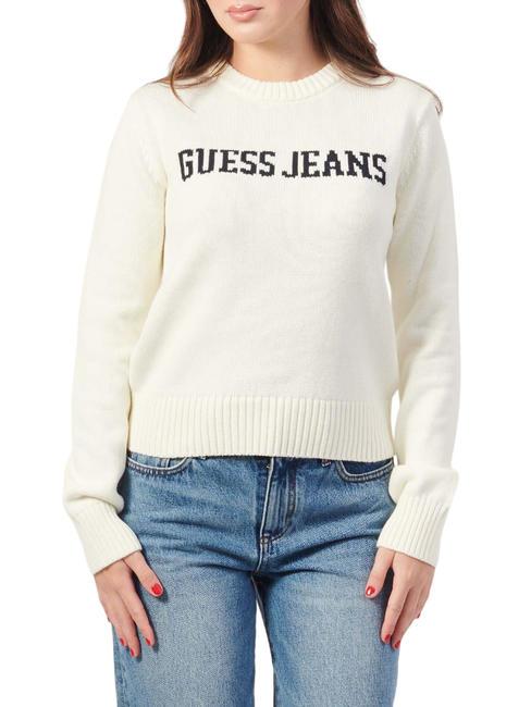 GUESS JEANS INTARSIA  Cotton sweater warm white - Women's Sweaters