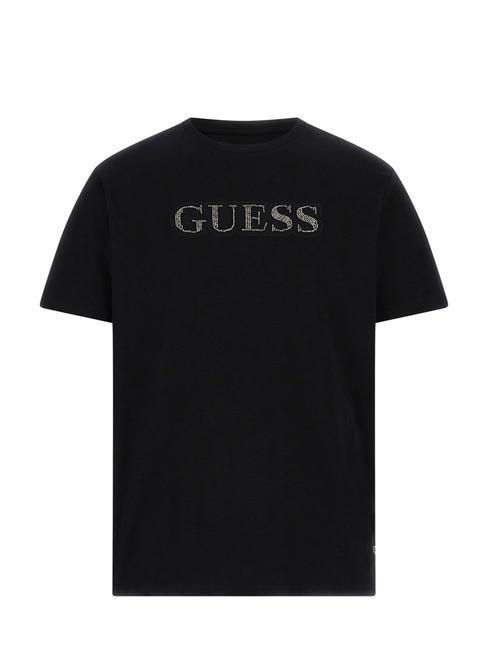 GUESS EMBELLISHED LOGO  Cotton T-Shirt jetbla - T-shirt