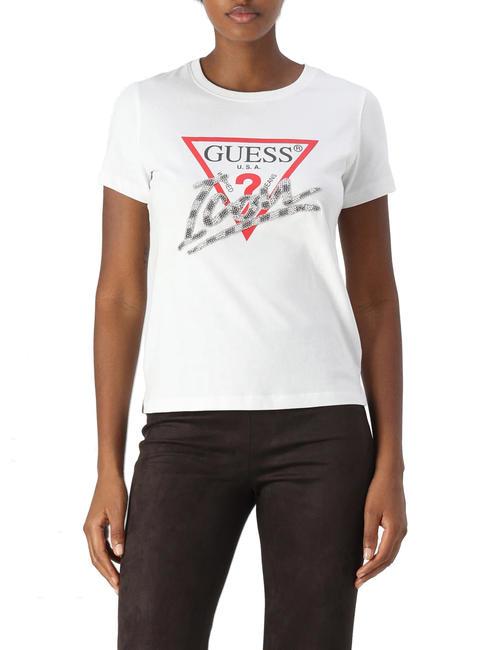 GUESS SS CN ICON  Cotton T-Shirt purwhite - T-shirt