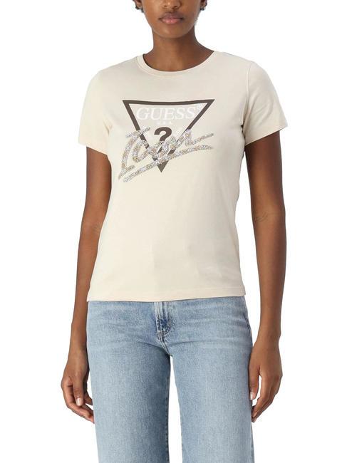 GUESS SS CN ICON  Cotton T-Shirt pearl oyster - T-shirt