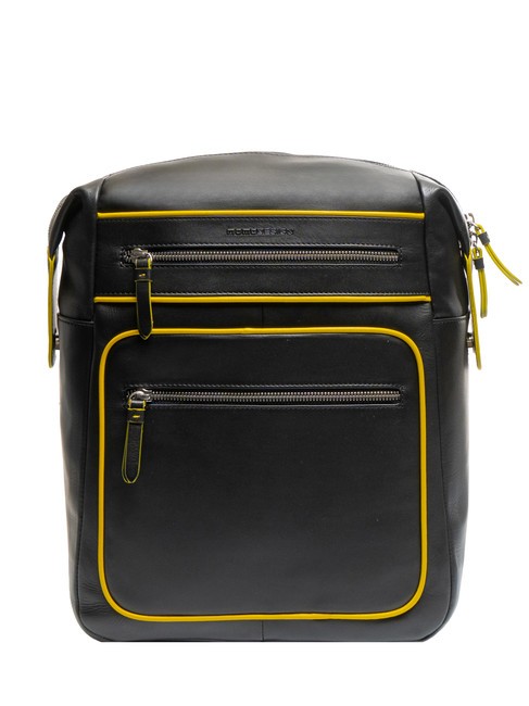 MOMO DESIGN BICOLOR Leather backpack for 15.6" laptop black/yellow - Laptop backpacks