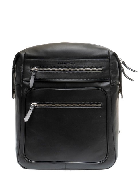 MOMO DESIGN BICOLOR Leather backpack for 15.6" laptop black/black - Laptop backpacks