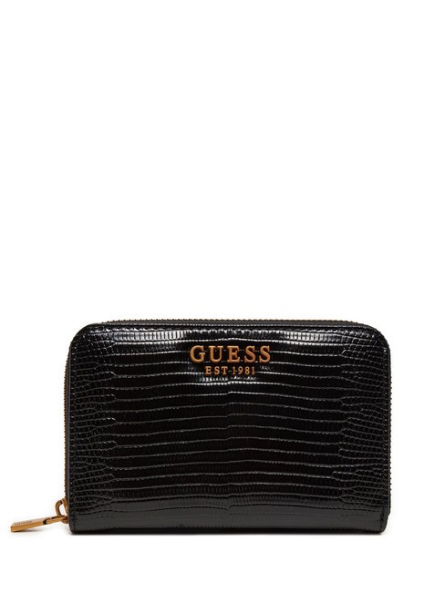 GUESS ECO ALI  Reptile Print Wallet BLACK - Women’s Wallets