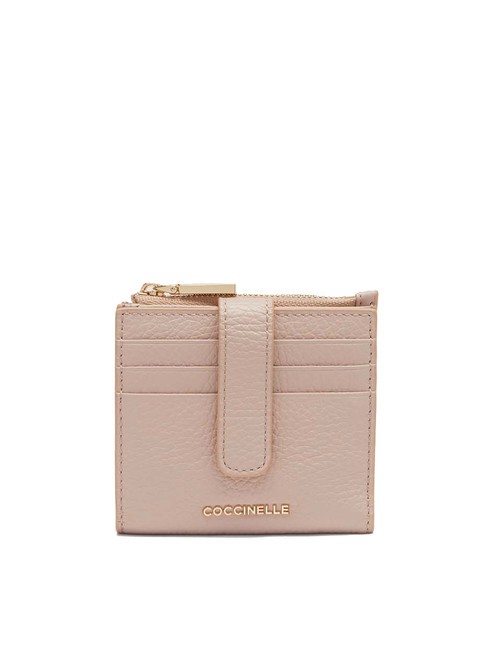 COCCINELLE METALLIC SOFT Mini leather wallet rosette - Women’s Wallets