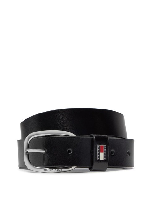TOMMY HILFIGER TOMMY JEANS OVAL  Shortenable leather belt black - Belts