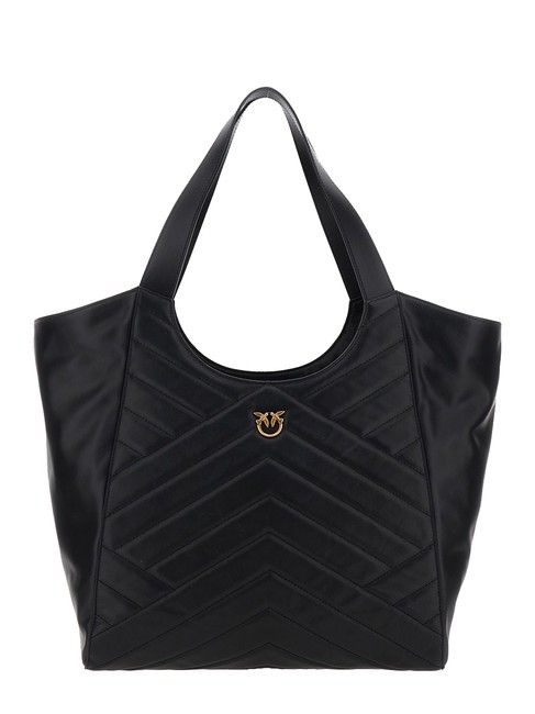 PINKO PUZZLE Leather shoulder tote bag black-antique gold - Women’s Bags