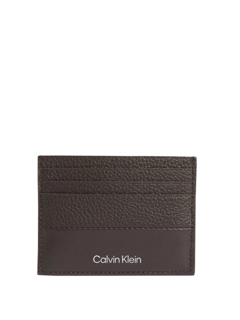 CALVIN KLEIN SUBTLE MIX Flat leather card holder java brown pebble and smooth - Men’s Wallets