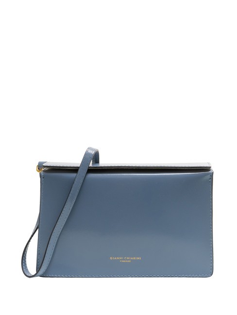 GIANNI CHIARINI LOGO PRINT Brushed leather shoulder bag ming blue - Women’s Bags